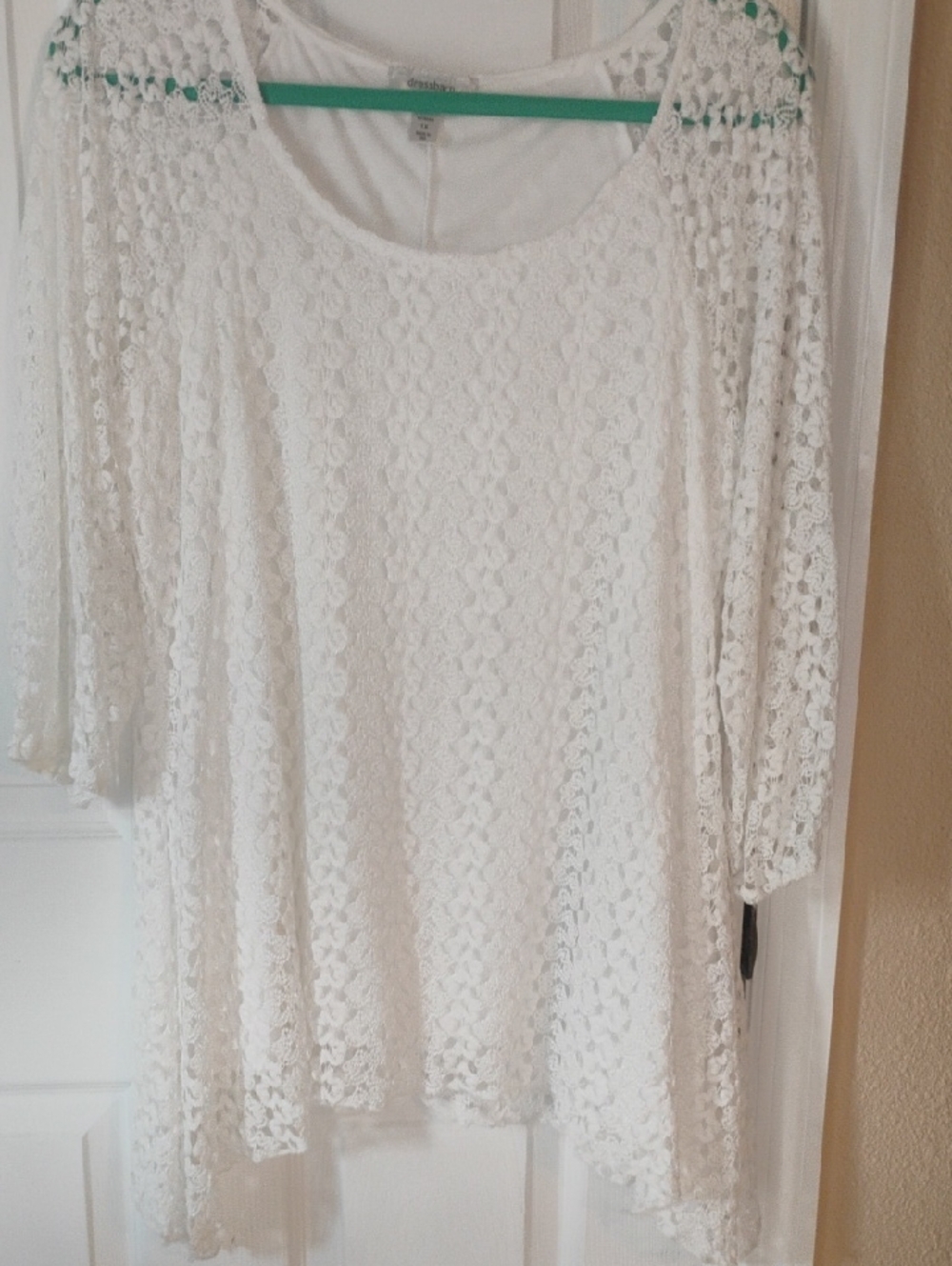 dressbarn 3/4 Sleeve Lace Lined Blouse Size 1X